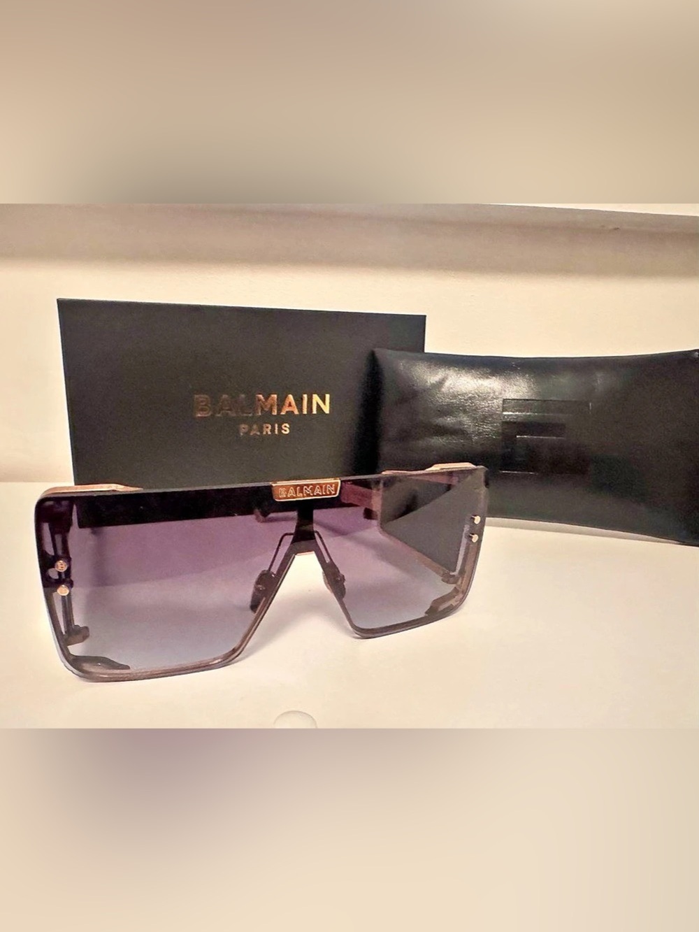 Balmain Limited Edition Wonder Boy Oversized Geometric Sunglasses in Black New i
